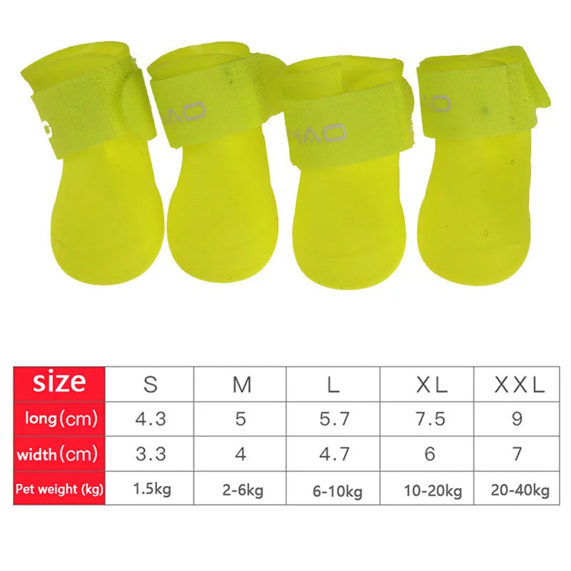 4Pcs Pet WaterProof Rainshoe Anti-slip Rubber Boot For Small Medium Large Dogs Cats Outdoor Shoe Dog Ankle Boots Pet Accessories