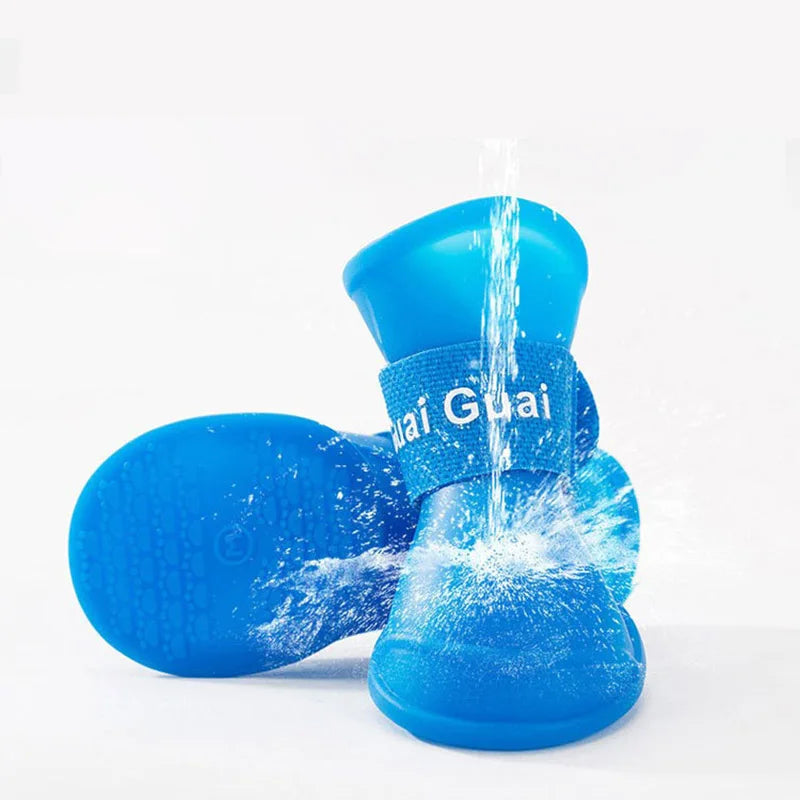 4Pcs Pet WaterProof Rainshoe Anti-slip Rubber Boot For Small Medium Large Dogs Cats Outdoor Shoe Dog Ankle Boots Pet Accessories