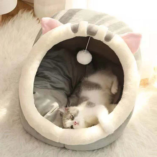1PC Warm Winter Four Seasons Universal Semi-Closed Cute Comfortable Cat Nest Bed Warm Pet Nest