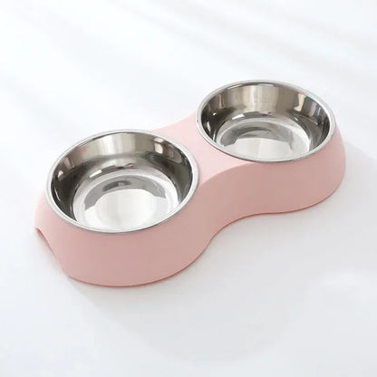 Double Bowls Stainless Steel Pet Feeder Dish Drinking Water Food Tray Cat Puppy Feeding Supplies 2025 New