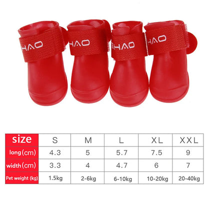 4Pcs Pet WaterProof Rainshoe Anti-slip Rubber Boot For Small Medium Large Dogs Cats Outdoor Shoe Dog Ankle Boots Pet Accessories