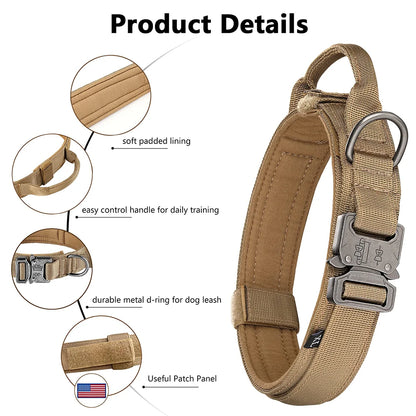 Tactical Dog Collar Adjustable Pet Collar Training Dog Collar With Heavy Duty Metal Buckle For Medium And Large Dogs Accessories