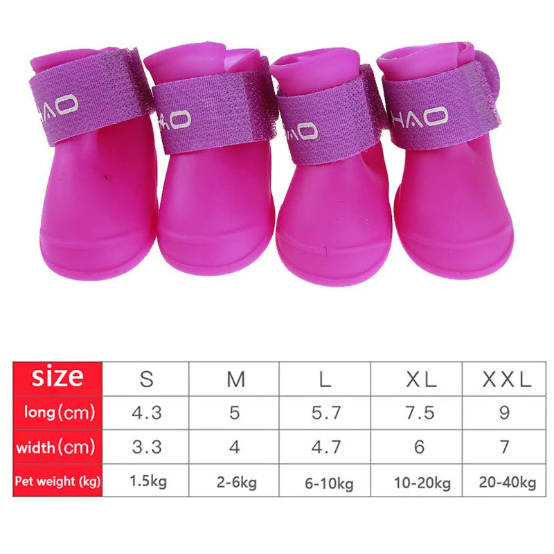 4Pcs Pet WaterProof Rainshoe Anti-slip Rubber Boot For Small Medium Large Dogs Cats Outdoor Shoe Dog Ankle Boots Pet Accessories