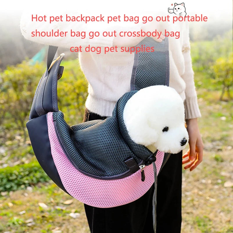 Popular pet backpack pet crossbody bag portable thickened material comfortable and breathable cat and dog pet supplies