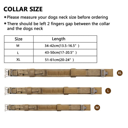 Tactical Dog Collar Adjustable Pet Collar Training Dog Collar With Heavy Duty Metal Buckle For Medium And Large Dogs Accessories